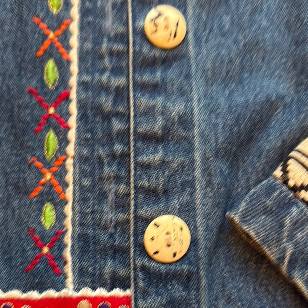 Colorful Denim Jacket with Aztec Patterns - Picture 3 of 4